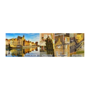 Mostră tapet Premium Canvas - Trecutul în oglindă - Oraș, Gdańsk, Arhitectură - 100x30 cm