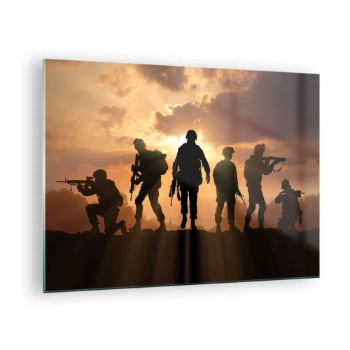 Tablou pe sticlă - Frați de arme - 70x50cm - Brothers in arms - Decorațiune modernă pentru perete pentru living și dormitor ARTTOR