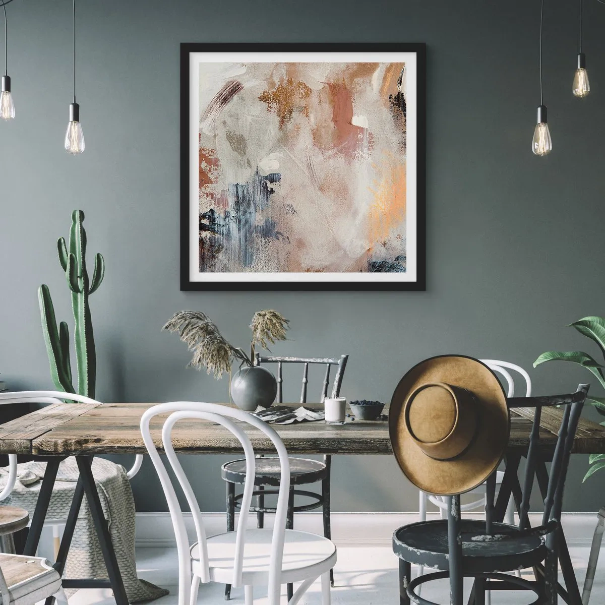 Poster în ramă neagră - Abstracție cețoasă - 50x50 cm