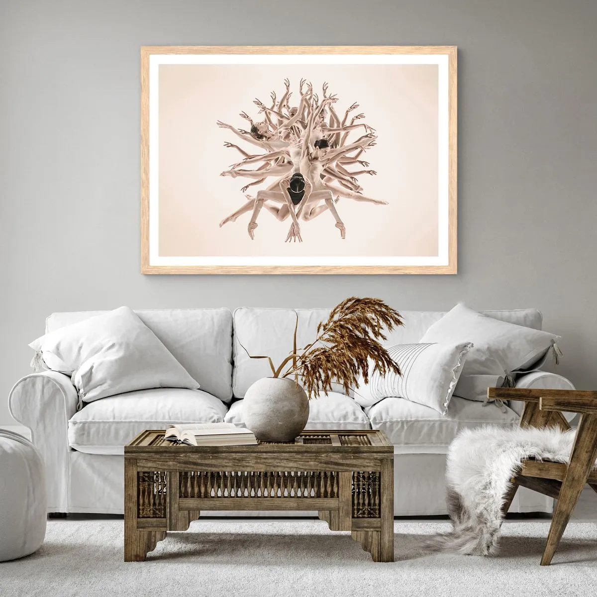Poster în ramă de stejar deschis - Înflorirea în dans - 40x30 cm