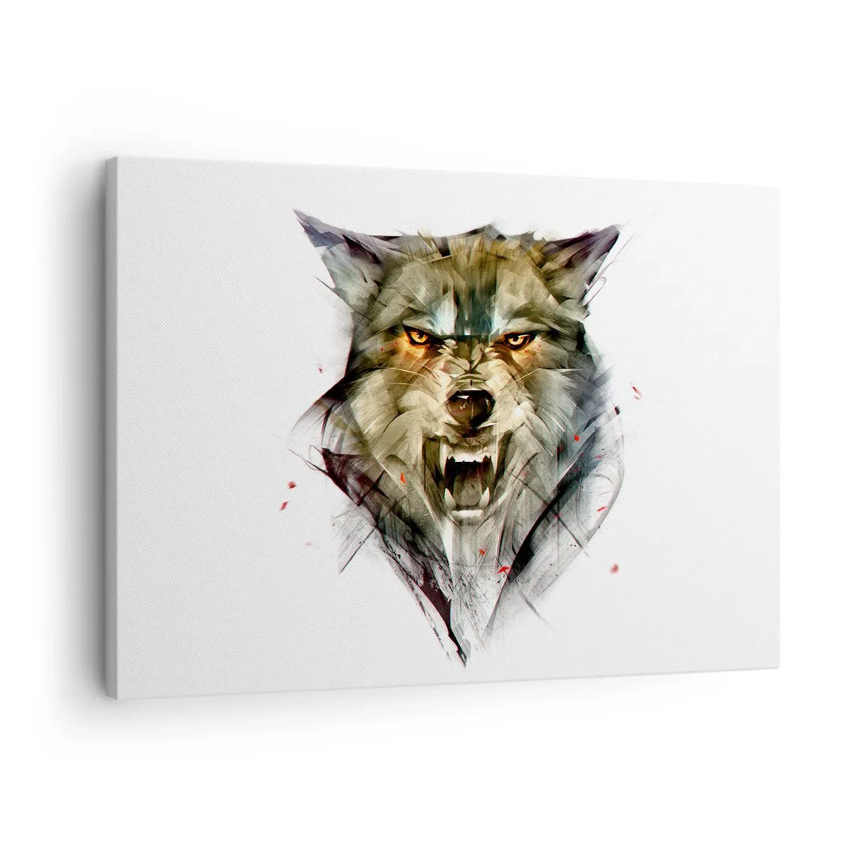 Tablou pe pânză Canvas - Un lup periculos într-o formă dinamică și artistică - 70x50cm - Nici un pas! - Decorațiune modernă pentru perete pentru living și dormitor ARTTOR