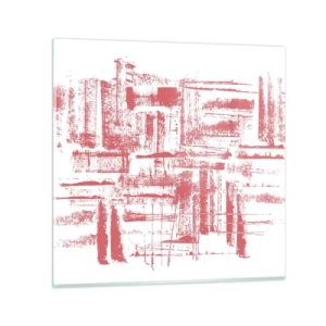 Tablou pe sticlă - Orașul roșu - 30x30 cm