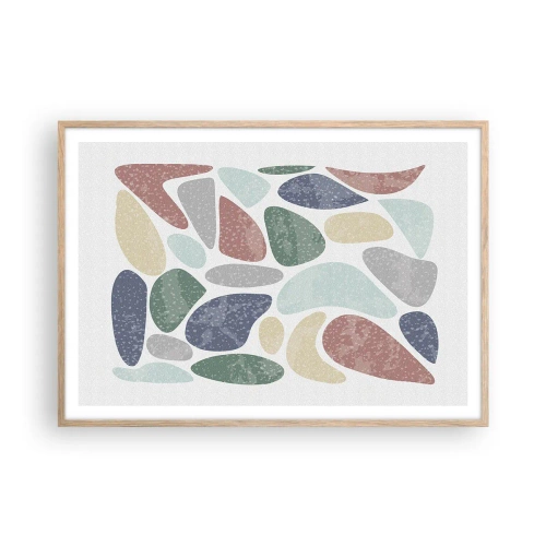 Poster în ramă de stejar deschis - Un mozaic de culori pudrate - 100x70 cm