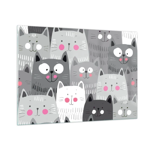 Tablou pe sticlă - Lumea felină - 100x70 cm