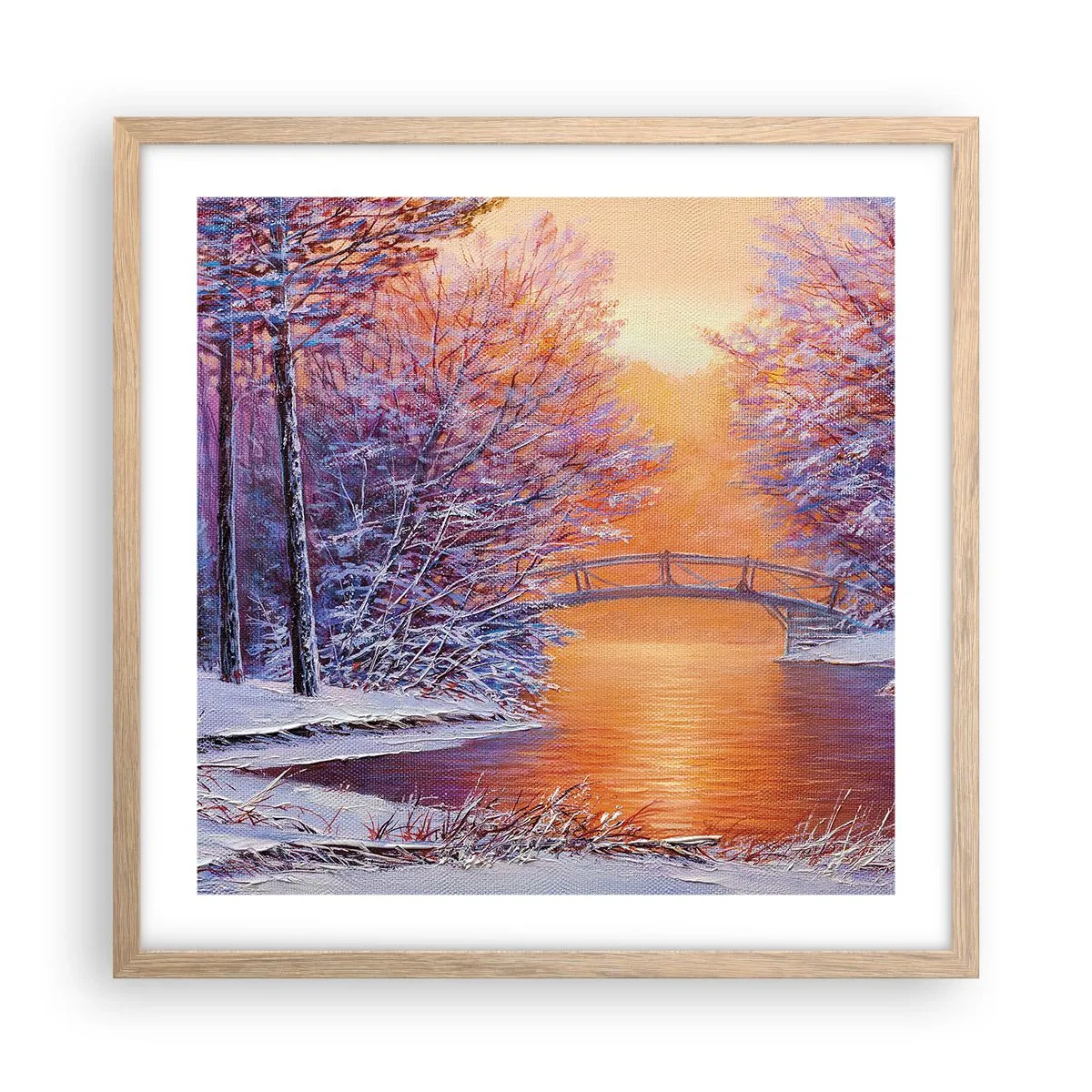 Poster în ramă de stejar deschis - Hai să ne întâlnim aici - 50x50 cm