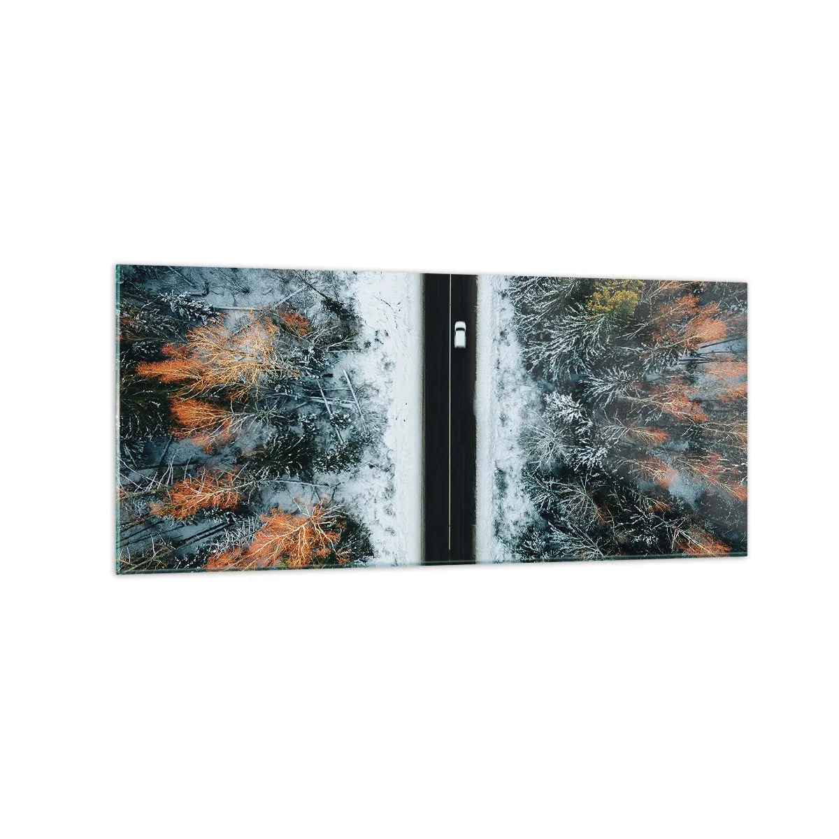 Tablou pe sticlă - Prin pădurea de iarnă - 120x50 cm