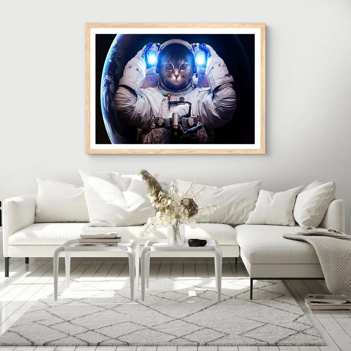 Poster în ramă de stejar deschis - Houston, aveți o problemă - 100x70 cm