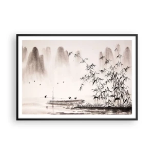 Poster în ramă neagră - Liniștea câmpurilor de orez - 100x70 cm