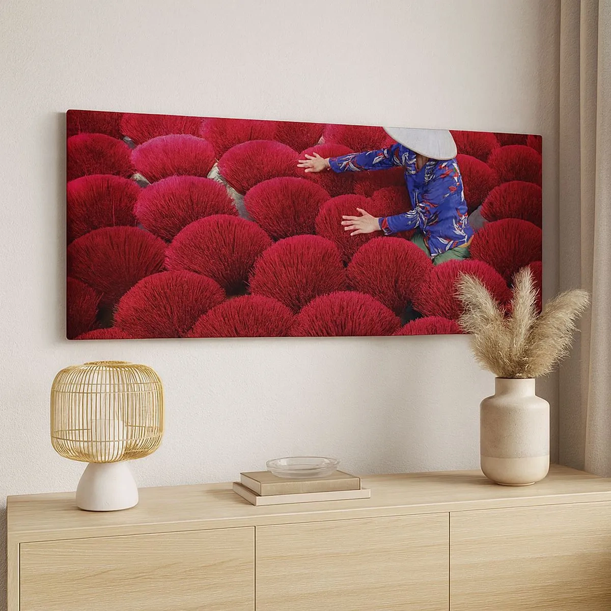 Tablou pe pânză - Într-un câmp de orez - 100x40 cm