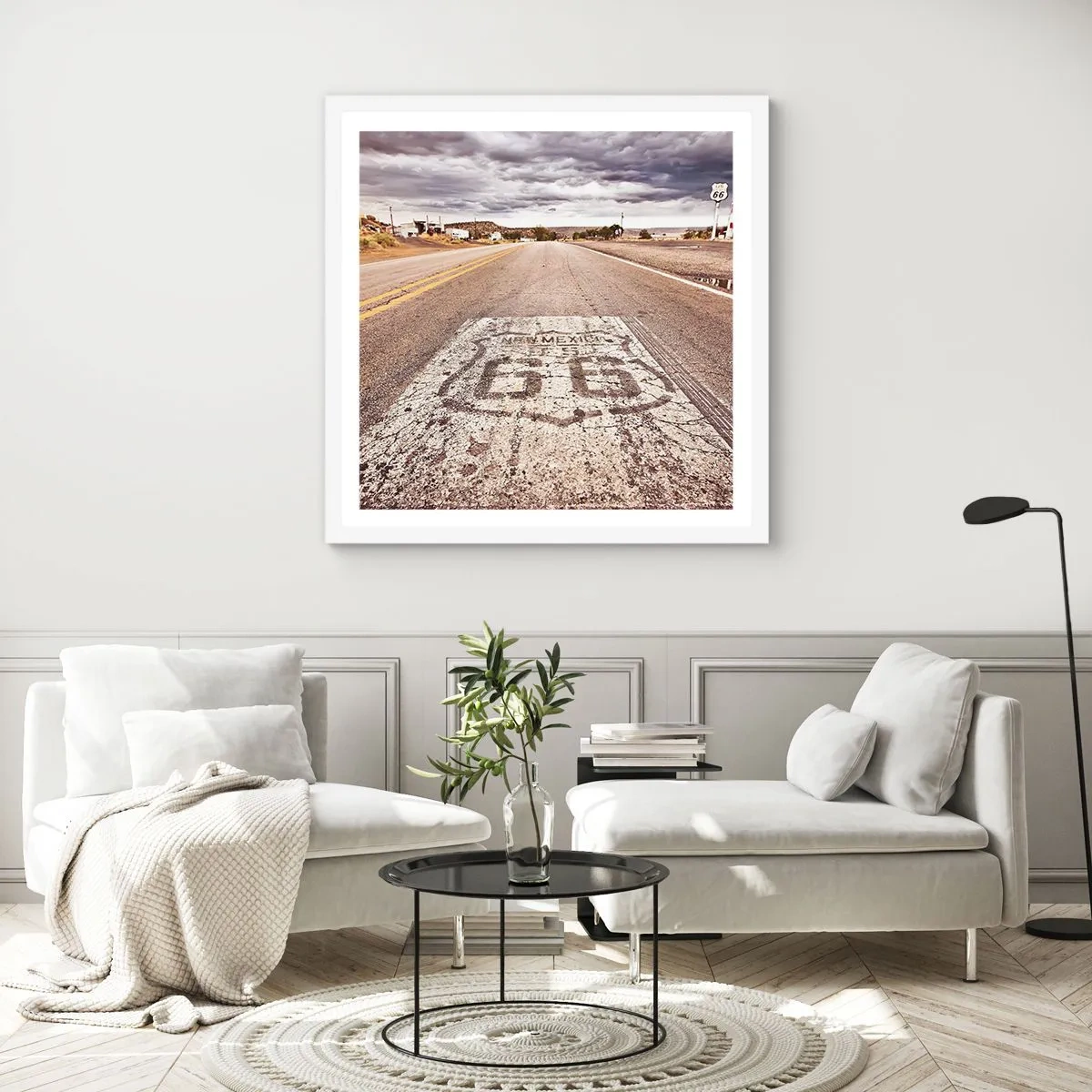 Poster în ramă albă - Mother Road - o legendă americană - 30x30 cm