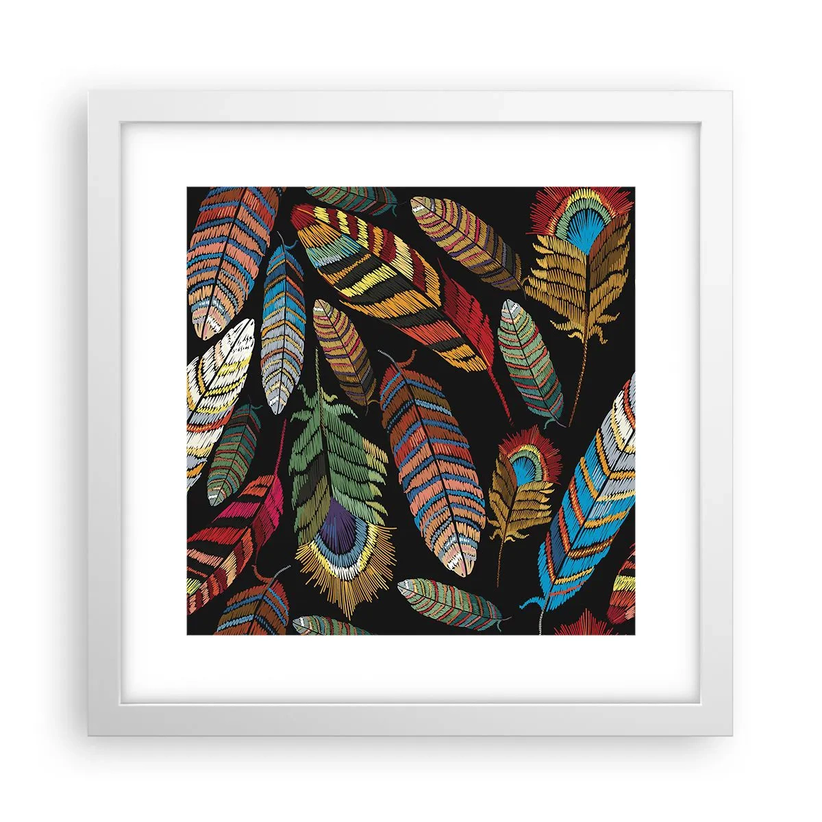 Poster în ramă albă - Carnavalul păsărilor - 30x30 cm