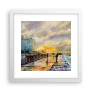 Poster în ramă albă - Viața pe țărm - 30x30 cm