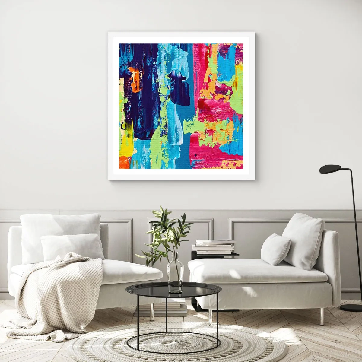 Poster în ramă albă - Viața este frumoasă! - 40x40 cm