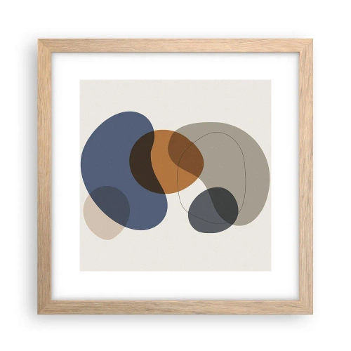 Poster în ramă de stejar deschis - Picături de culoare - 30x30 cm