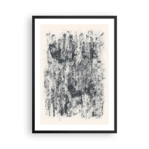 Poster în ramă neagră - Motiv grafic retro de pădure - 50x70cm - Compoziție cețoasă - Decorațiune modernă pentru perete pentru living și dormitor ARTTOR