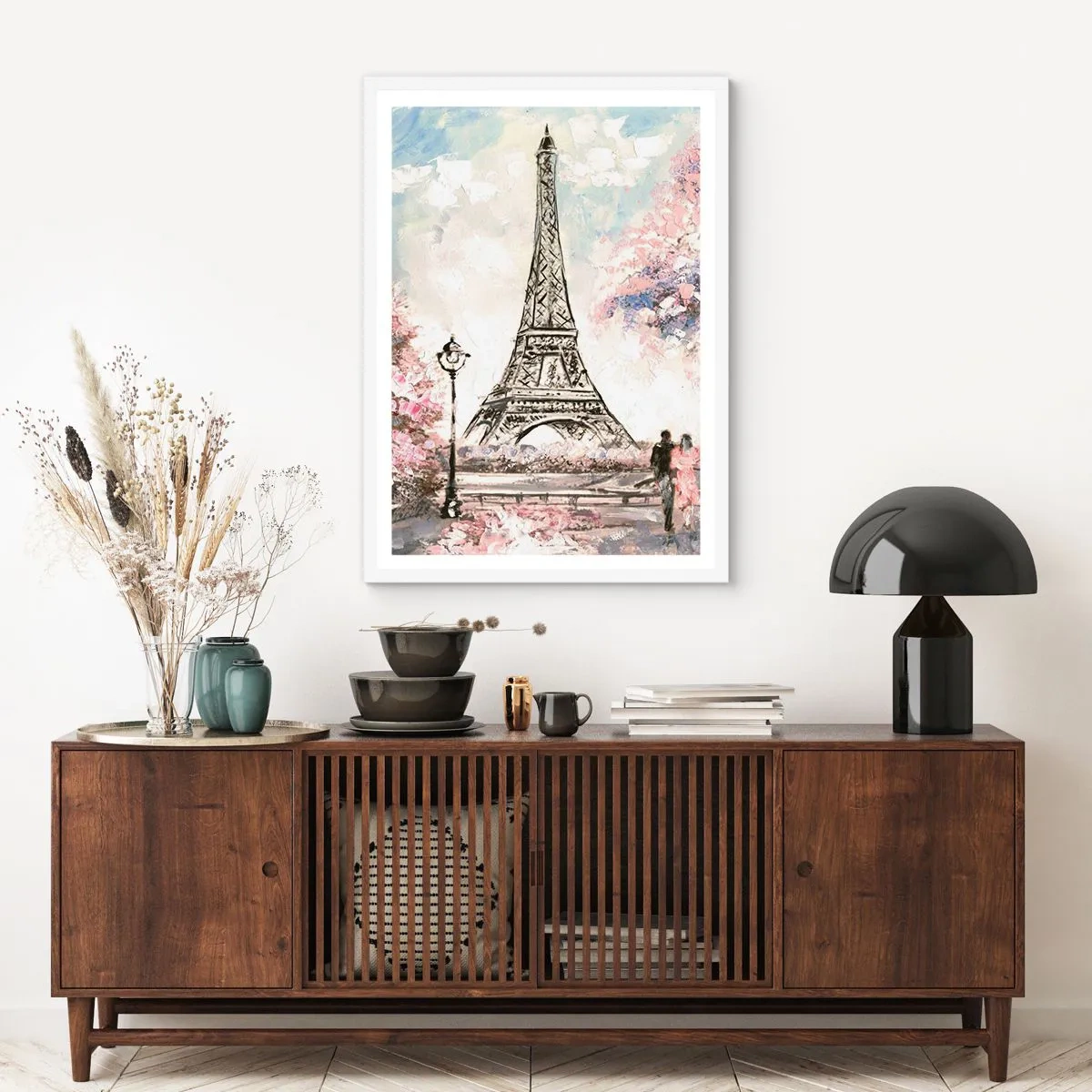 Poster în ramă albă - Plimbare în aprilie la Paris - 40x50 cm