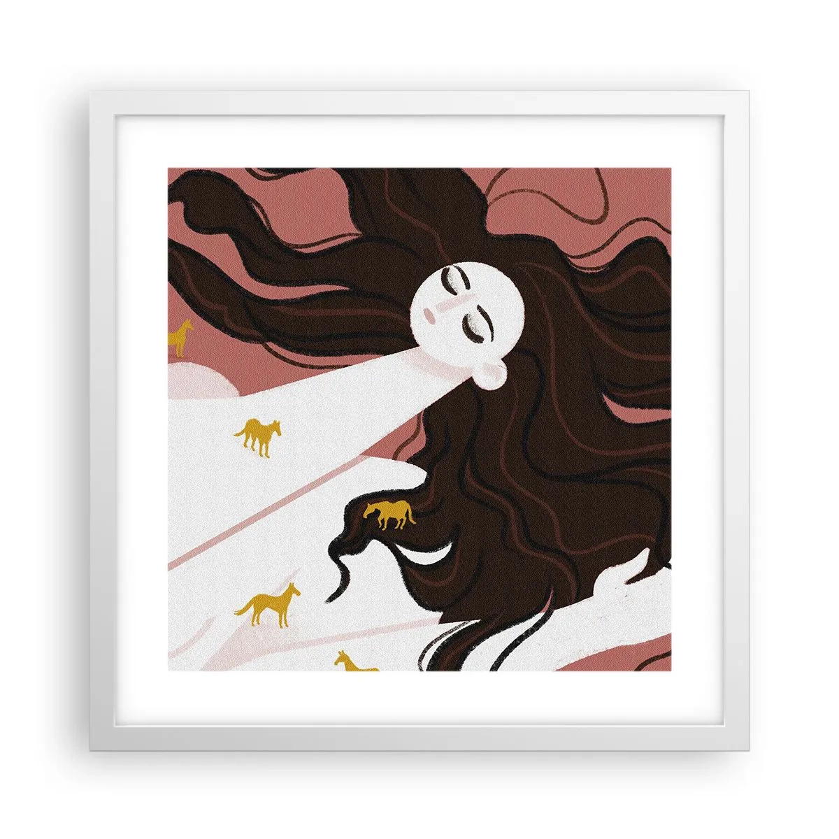 Poster în ramă albă - Visul despre calul de aur - 40x40 cm
