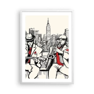 Poster în ramă albă - Improvizație la New York - 50x70 cm