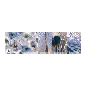 Mostră tapet autocolant Deluxe Sticker - Compoziția penelor de păun - Abstracția, Pana de paun, Boho - 100x30 cm