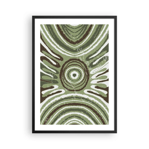 Poster în ramă neagră - Model abstract simetric în nuanțe de verde - 50x70cm - Explozie de emoții - Decorațiune modernă pentru perete pentru living și dormitor ARTTOR