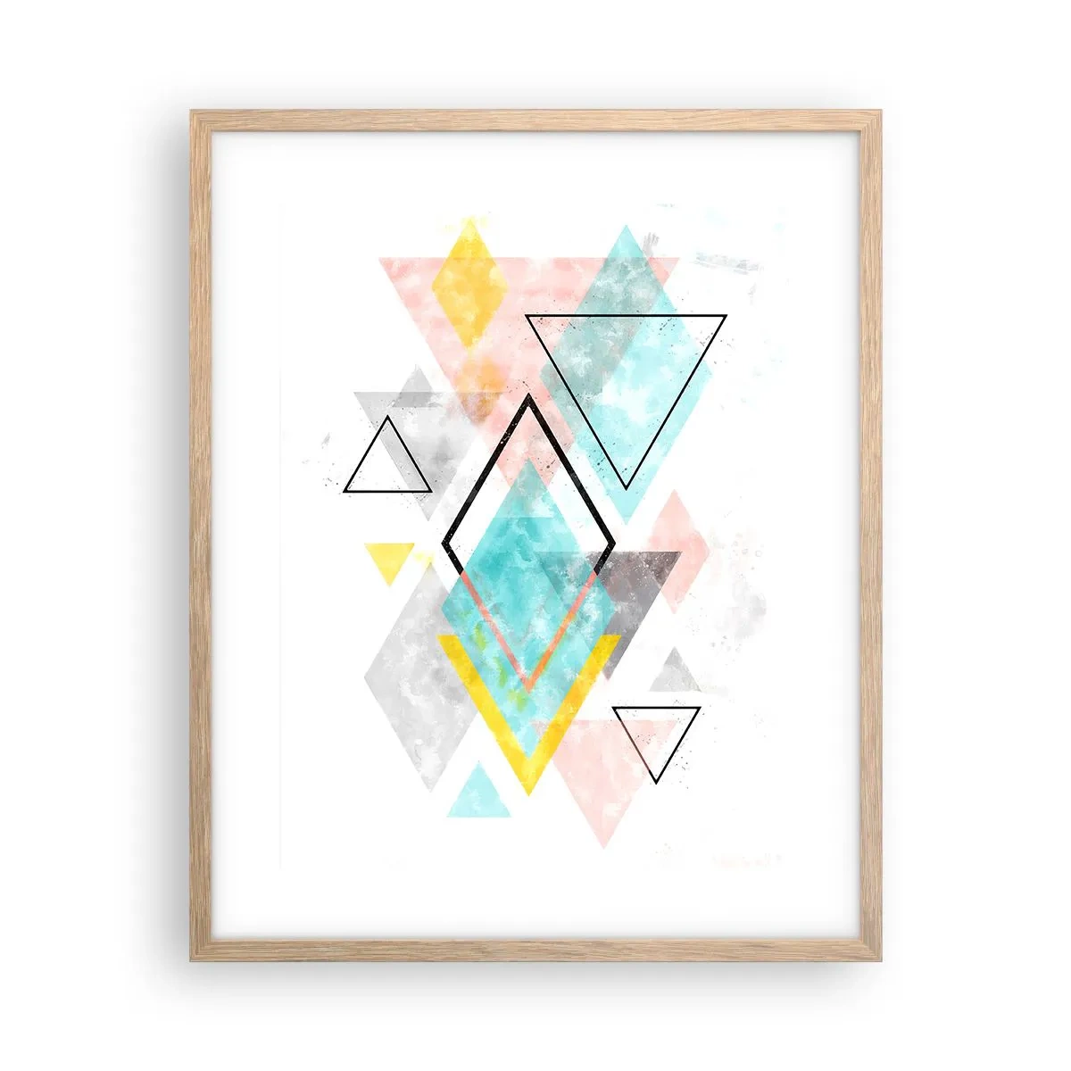 Poster în ramă de stejar deschis - Joc geometric - 40x50 cm