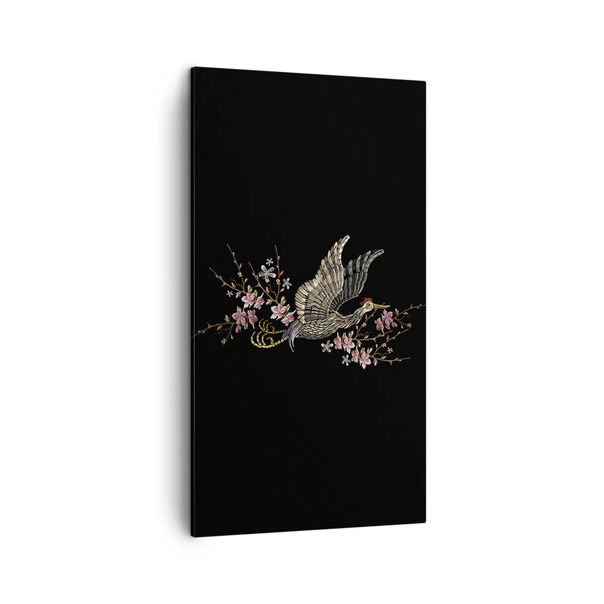 Tablou pe pânză - Pasăre exotică brodată - 45x80 cm