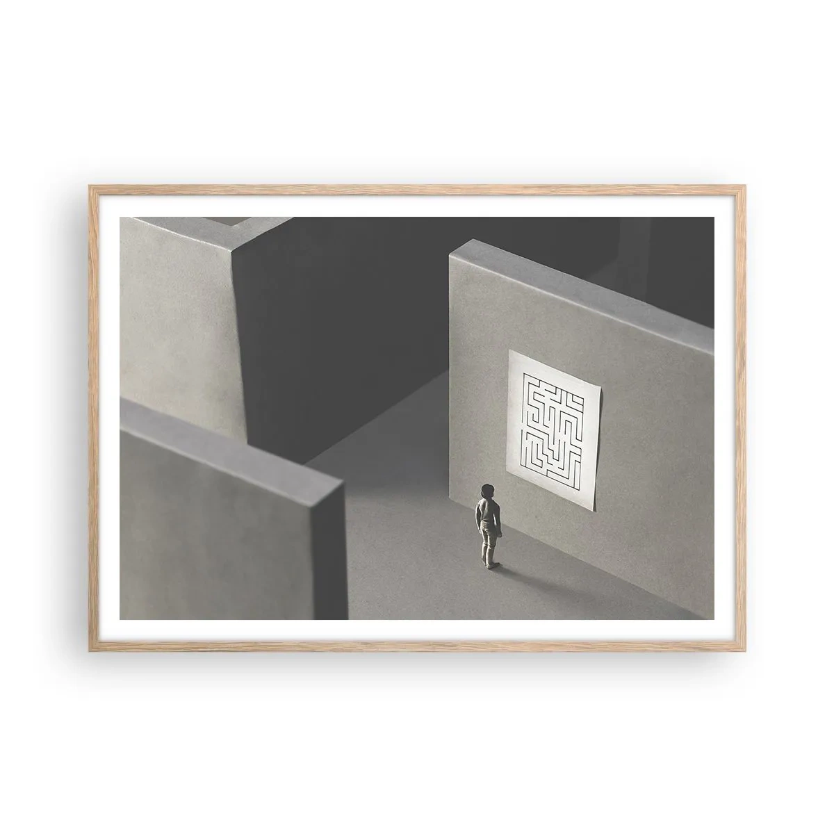 Poster în ramă de stejar deschis - Dar unde sunt? - 100x70 cm