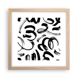 Poster în ramă de stejar deschis - Negru pe alb - 30x30 cm