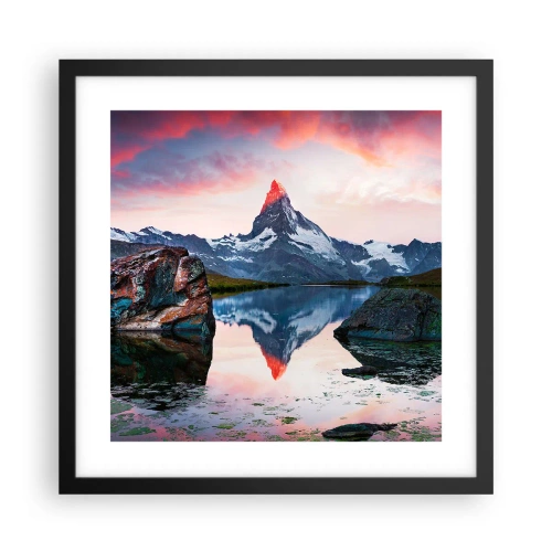 Poster în ramă neagră - Inima munților este fierbinte - 40x40 cm