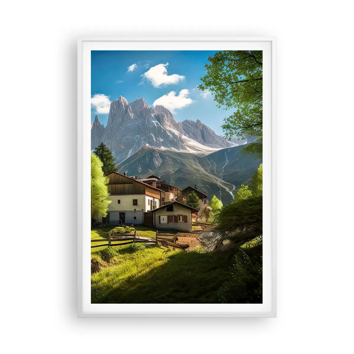 Poster în ramă albă - Idilă alpină - 70x100 cm
