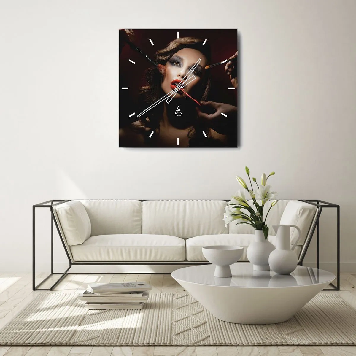 Ceas de perete - Ceas pe sticlă - Frumoasă visătoare - 40x40 cm