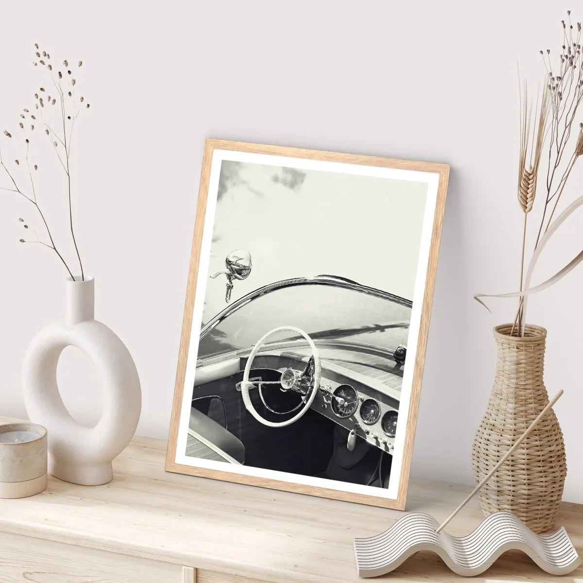 Poster în ramă de stejar deschis - E timpul pentru cei bogați - 70x100 cm