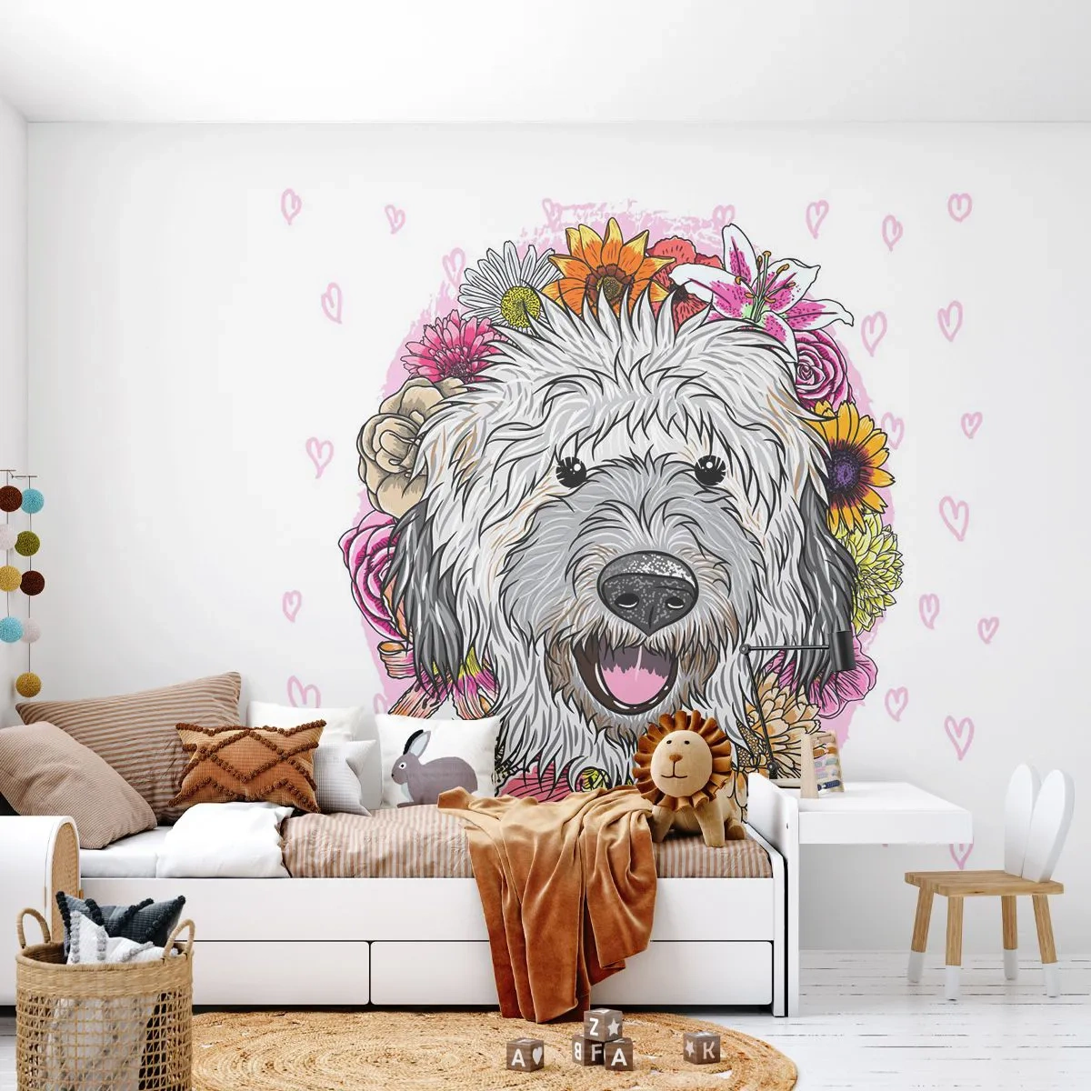 Tapet Autoadeziv Deluxe Sticker - Bucuria cățelușului - Abstracția, Câine, Pentru copii - 250x175 cm
