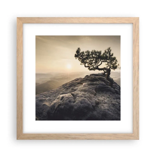 Poster în ramă de stejar deschis - Viața învinge întotdeauna - 30x30 cm