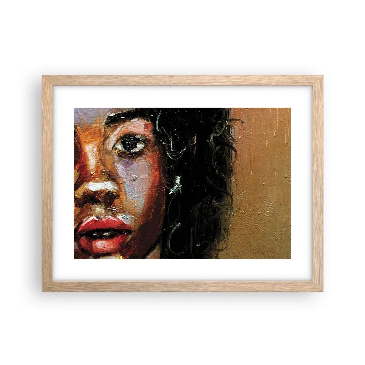 Poster în ramă de stejar deschis - Negru și strălucire - 40x30 cm