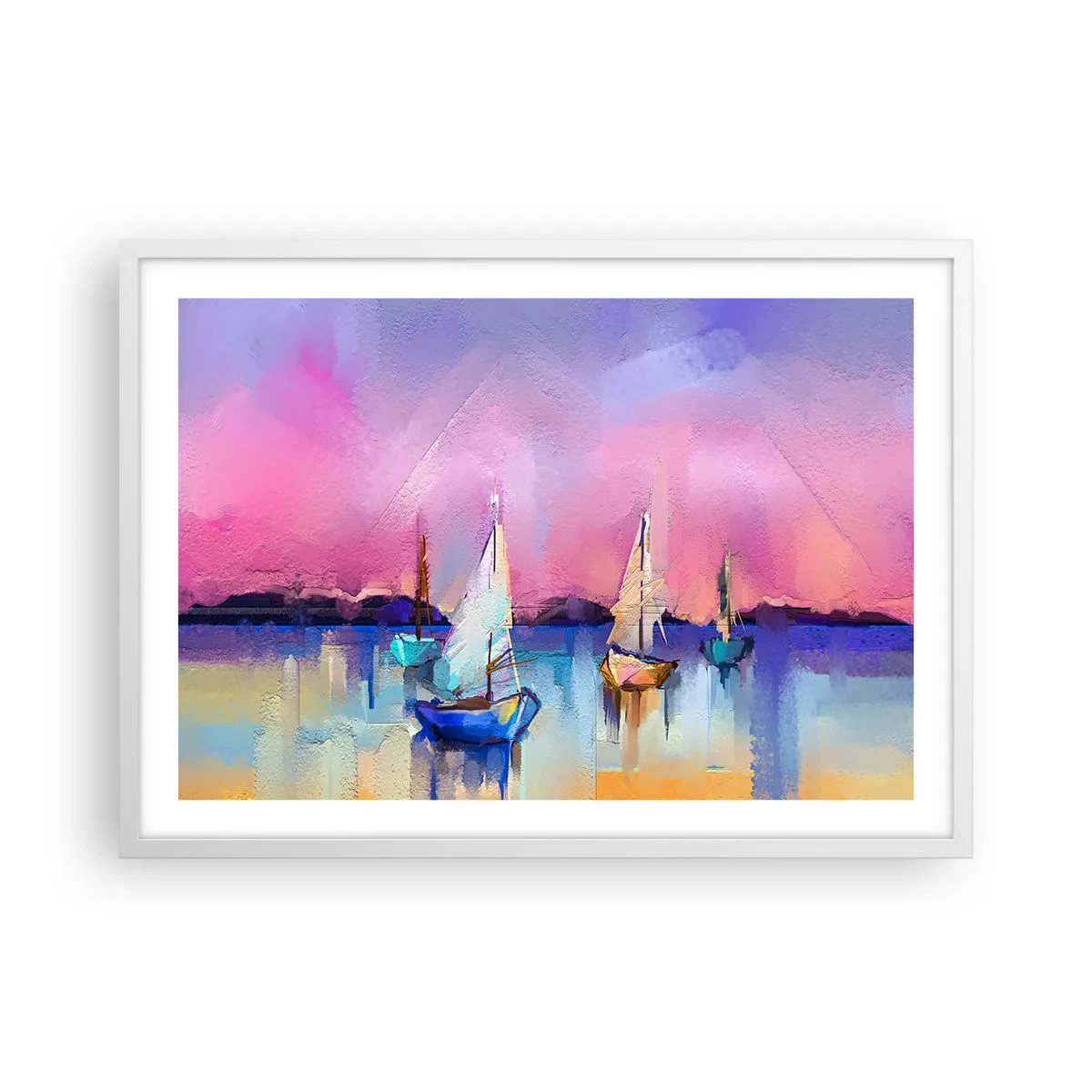 Poster în ramă albă - Direcția: ape largi - 70x50 cm