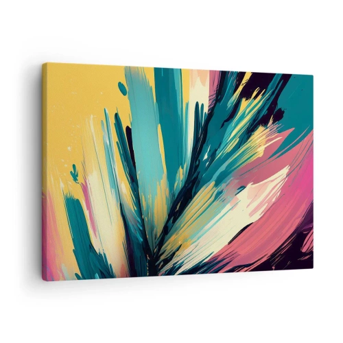 Tablou pe pânză Canvas - O compoziție abstractă în culori intense și contrastante. - 70x50cm - Compoziția - o explozie de bucurie - Decorațiune modernă pentru perete pentru living și dormitor ARTTOR