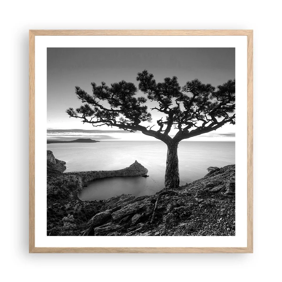 Poster în ramă de stejar deschis - Liniște până la orizont - 60x60 cm