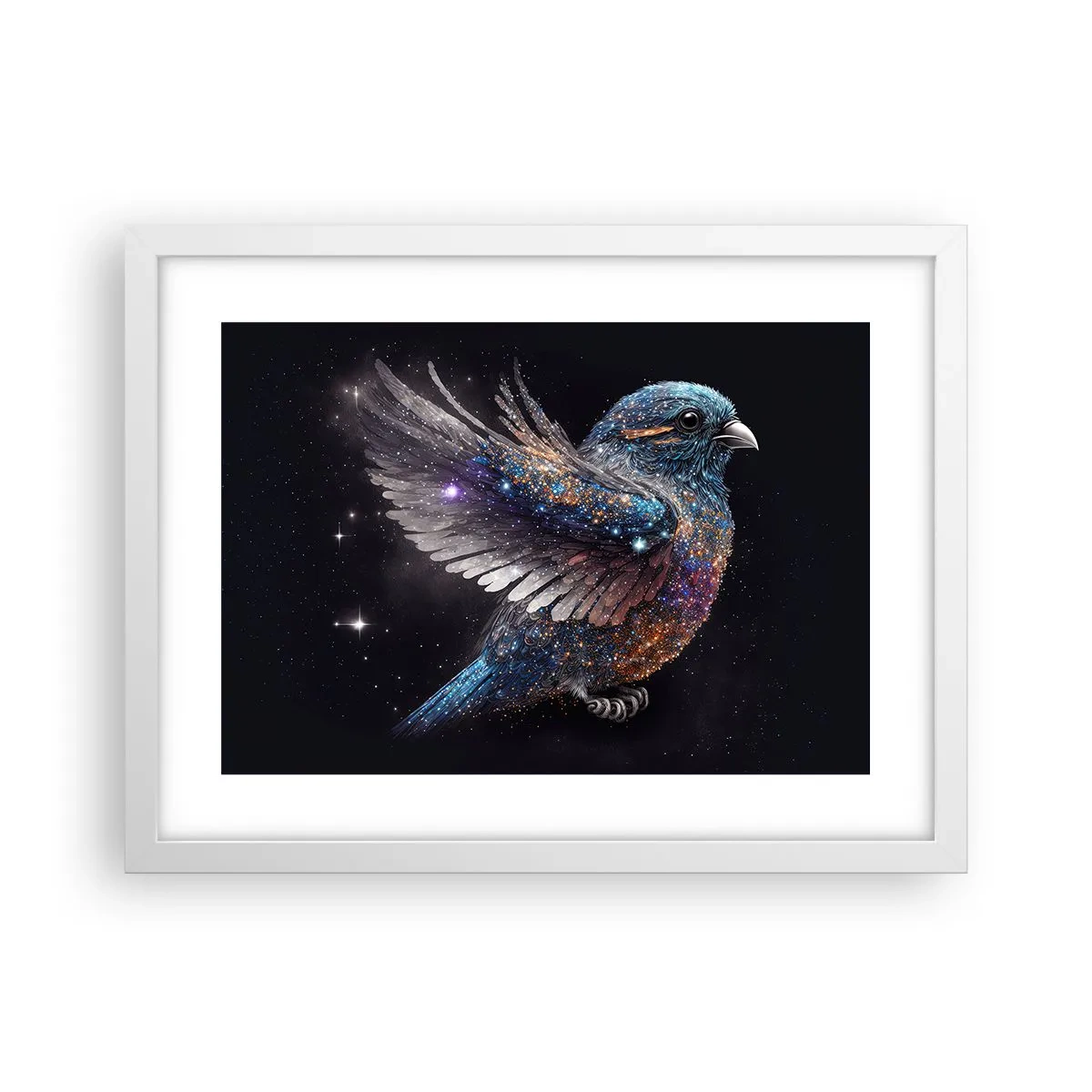 Poster în ramă albă - Vrăbiuța de diamant - 40x30 cm