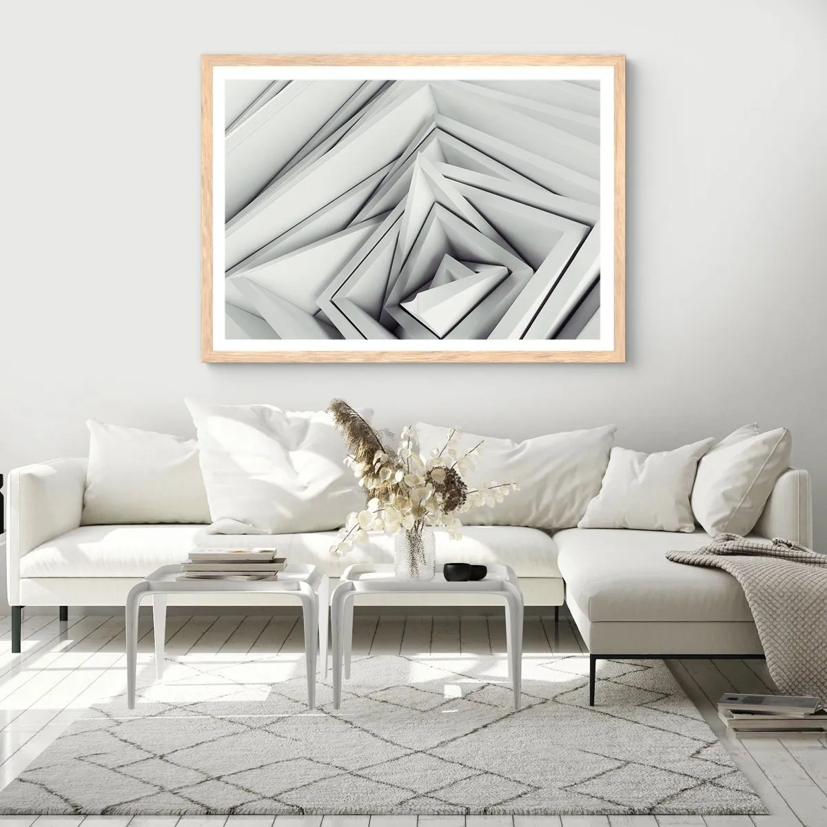 Poster în ramă de stejar deschis - Muguri cu unghiuri ascuțite - 91x61 cm