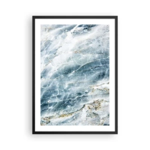 Poster în ramă neagră - Marmură albastră cu vene subtile de aur - 50x70cm - Lumea de gheață - Decorațiune modernă pentru perete pentru living și dormitor ARTTOR