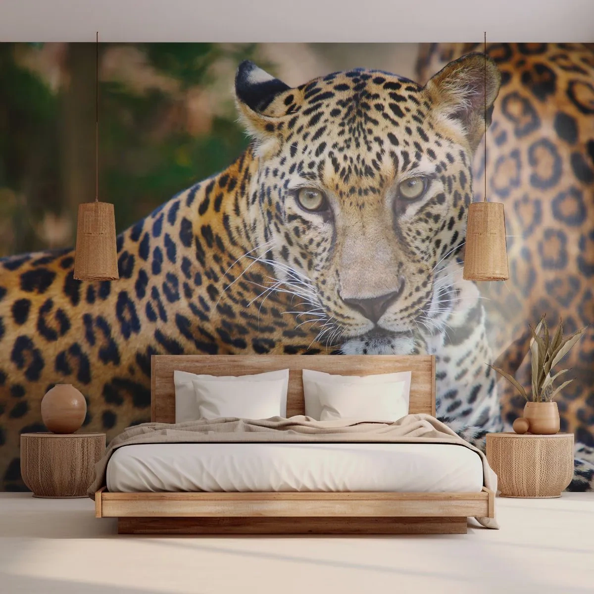 Tapet Premium Canvas - Sălbatic și liniștit - Animale, leopard, Africa - 300x210 cm