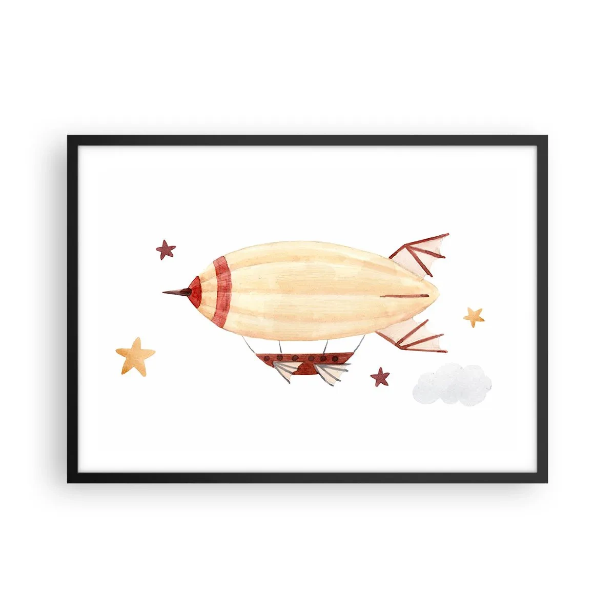 Poster în ramă neagră - Aeronava - 70x50 cm