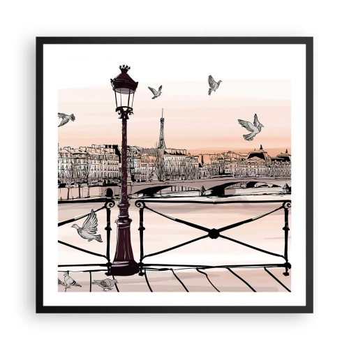 Poster în ramă neagră - Deasupra acoperișurilor Parisului - 60x60 cm