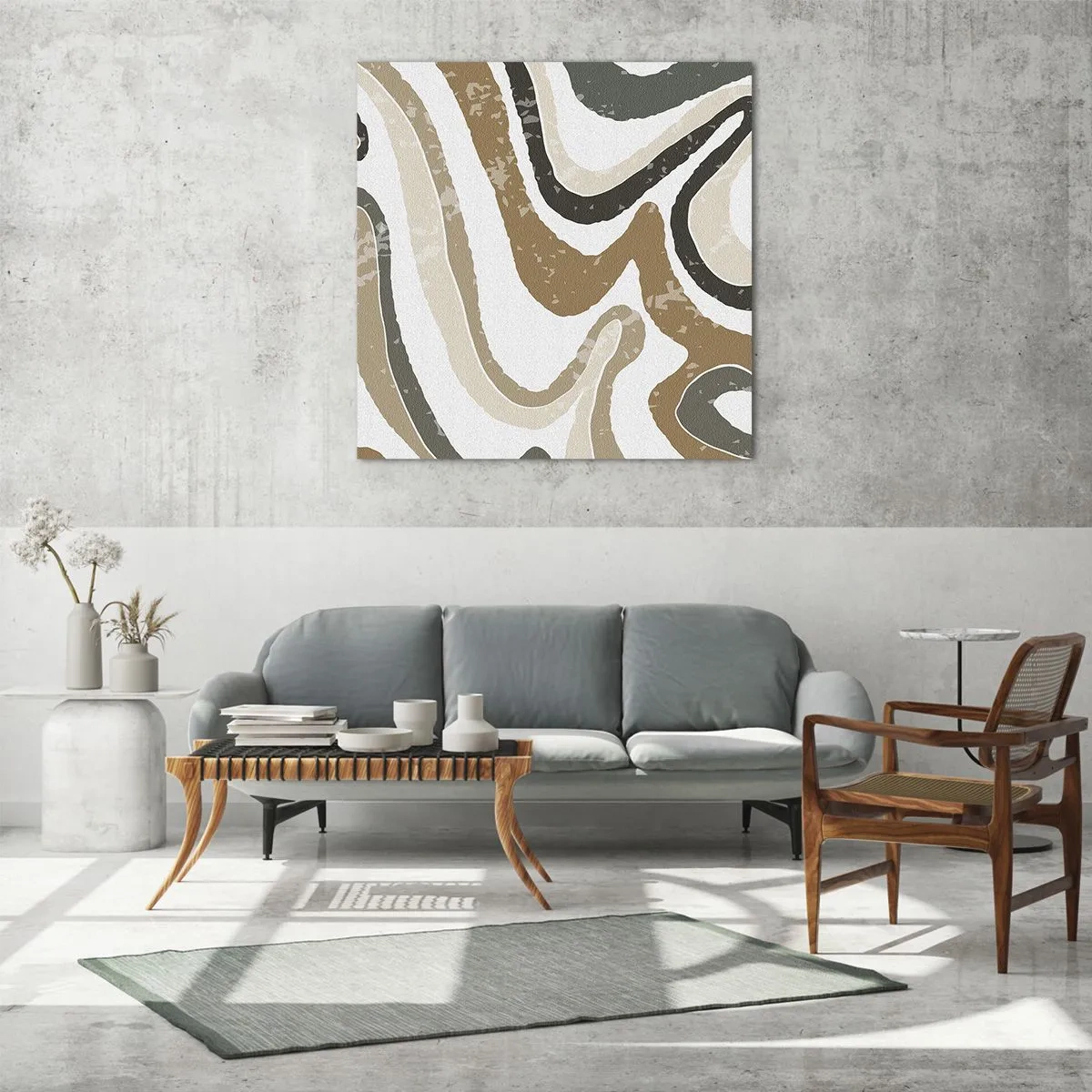 Tablou pe sticlă - Meandrele culorilor pământului - 50x50 cm