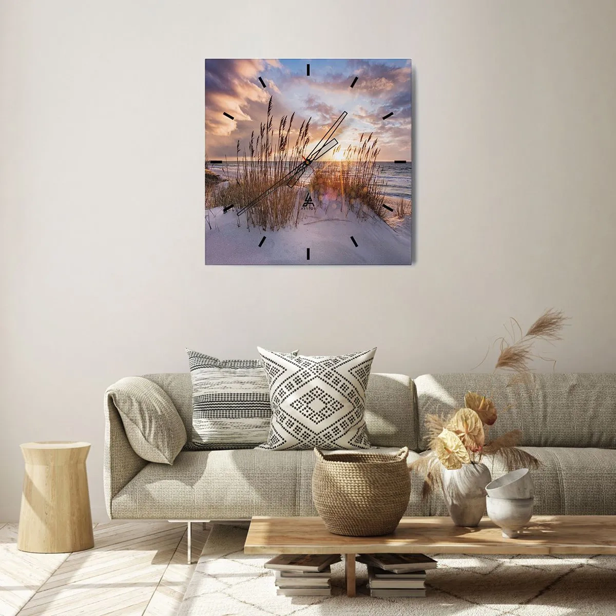 Ceas de perete - Ceas pe sticlă - Adio soare și vânt - 30x30 cm