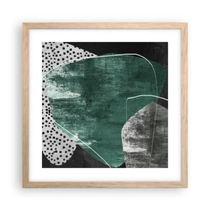 Poster în ramă de stejar deschis - Abstracție colorată cu fulgi de aur - 40x40 cm
