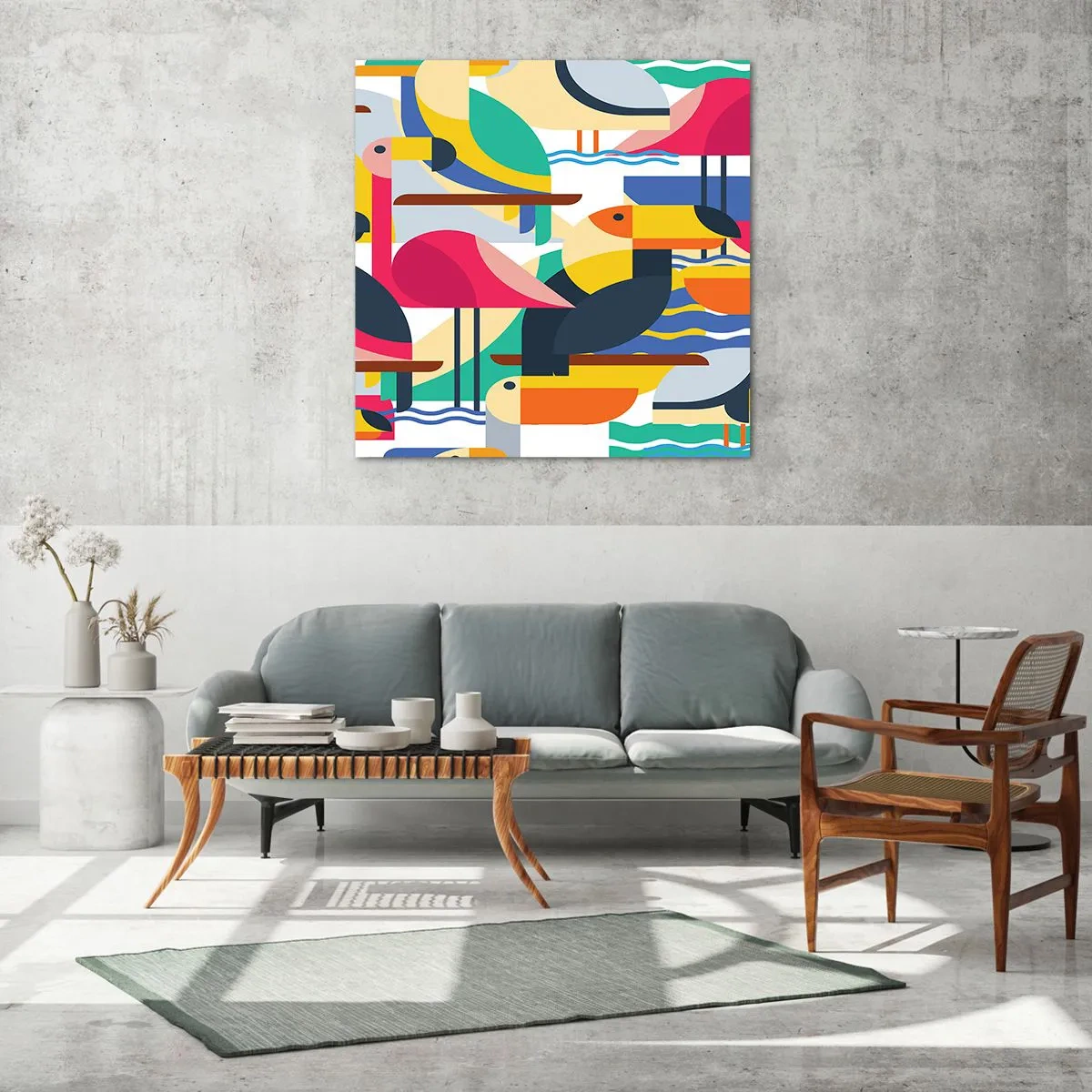 Tablou pe sticlă - Cheful păsărilor - 70x70 cm