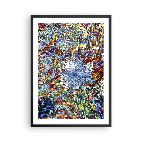 Poster în ramă neagră - Flux abstract de culori și structuri - 50x70cm - Vitraliu de picături - Decorațiune modernă pentru perete pentru living și dormitor ARTTOR