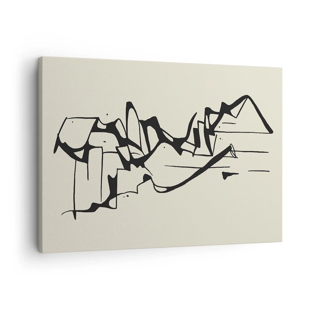 Tablou pe pânză Canvas - Desen abstract al munților în alb și negru - 70x50cm - Poate că peisajul - Decorațiune modernă pentru perete pentru living și dormitor ARTTOR